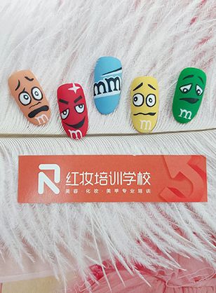 海口红妆学校卡通美甲作品欣赏，教你制作卡通美甲