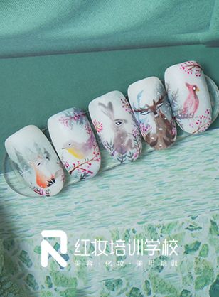 美甲难不难学_海口红妆美甲培训学习升班考核作品·软萌童趣美甲