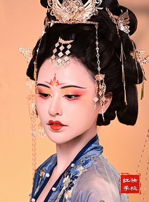 唐妆作品|海口红妆化妆培训学校盛唐花魁妆造